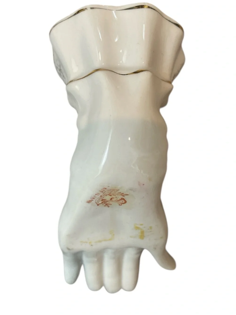 Vintage Porcelain Hand Flower Vase Pink Rose Accents Gloved Hand Bud Vase - Picture 5 of 10
